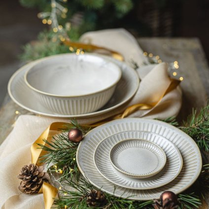 Untertasse RIDGED ALABASTER 12 cm, creme, keramik, MIJ