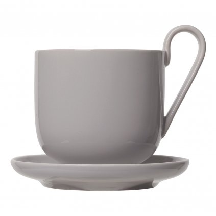 Kaffeetasse mit Untertasse RO, 2er-Set, 290 ml, grau, Blomus