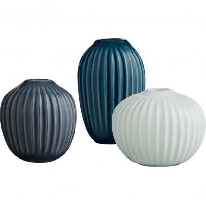 Vase HAMMERSHOI, 3er-Set, grün/blau/indigo, Kähler