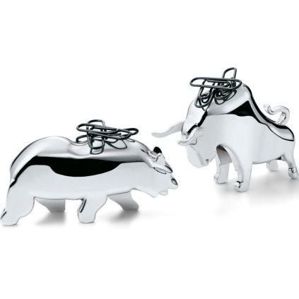 Büroklammerhalter BULL & BEAR, 2er-Set, Nickel, poliert, Philippi