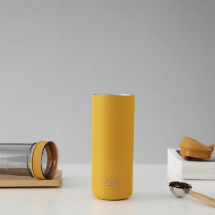 To Go Becher RECHARGE ANYTIME 460 ml, mit Teesieb, Senf, Viva Scandinavia