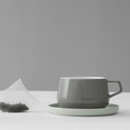Teetasse mit Untertasse ELLA CLASSIC, 250 ml, grau, Viva Scandinavia