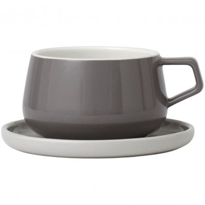 Teetasse mit Untertasse ELLA CLASSIC, 250 ml, grau, Viva Scandinavia