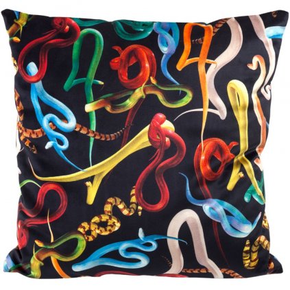 Deko Kissen TOILETPAPER SNAKES 50 x 50 cm, schwarz, Seletti