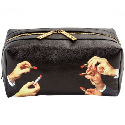 Kulturtasche TOILETPAPER LIPSTICKS 25,5 x 12 cm, schwarz, Seletti