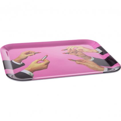 Serviertablett TOILETPAPER LIPSTICKS 32 x 43,5 cm, rosa, Seletti