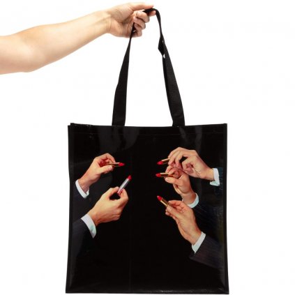 Shopper TOILETPAPER LIPSTICKS, 42 cm, schwarz Seletti
