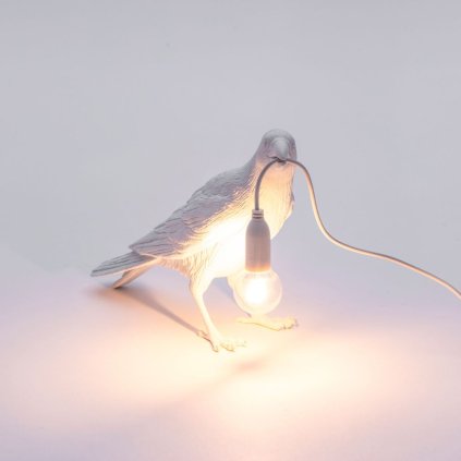 Tischlampe BIRD WAITING 33 cm, weiß, Seletti
