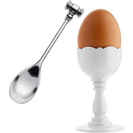 Eierbecher mit Löffel DRESSED, 16 cm, weiß, Alessi