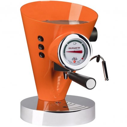 Espresso Kaffeemaschine DIVA 0,8 l, orange, rostfreier Stahl, Bugatti