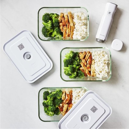 Vakuumbox FRESH & SAVE M 900 ml, weiß, Glasbox, Zwilling