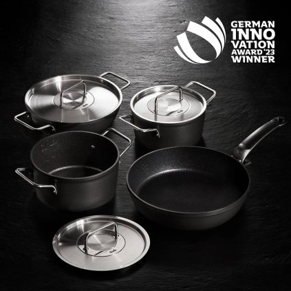 Kochtopf Bratentopf niedrig ADAMANT 24 cm, schwarz, Aluminium, Fissler