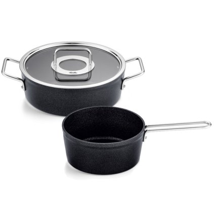 Kochtopfset ADAMANT, 2-teilig, schwarz, Aluminium, Fissler
