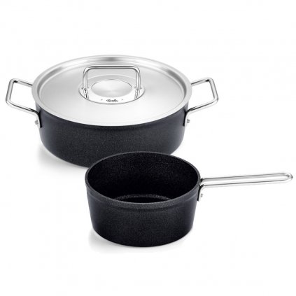 Kochtopfset ADAMANT, 2-teilig, schwarz, Aluminium, Fissler