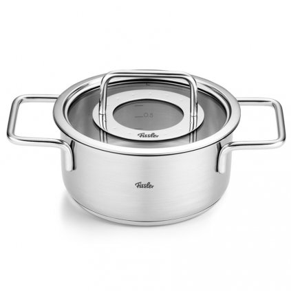 Kochtopf niedrig PURE 16 cm, silber, Edelstahl, Fissler