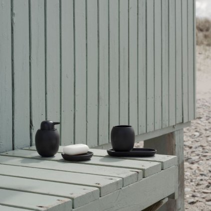 Zahnputzbecher FJORD 10 cm, schwarz, Steingut, Stelton