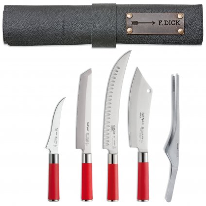 Küchenmesser RED SPIRIT mit Rolltasche, 5-teilig, rostfreier Stahl, F.DICK