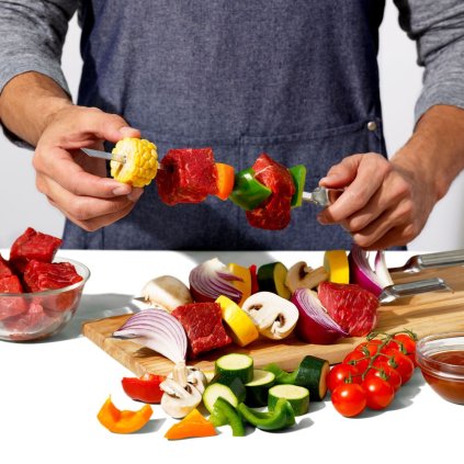 Grillspieß GOOD GRIPS 34 cm, 6er-Set, silber, Edelstahl, OXO