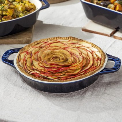 Tarteform Backform 24 cm, blau, Keramik, Staub