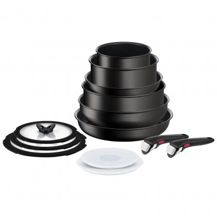 Kochtopfset INGENIO UNLIMITED L7639002, 13-teilig, schwarz, Aluminium, Tefal