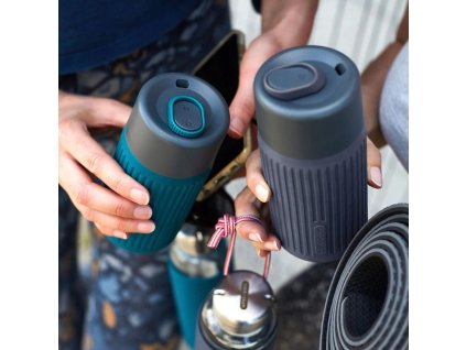 Reisebecher To Go Becher 340 ml, grau, Glas, Black+Blum