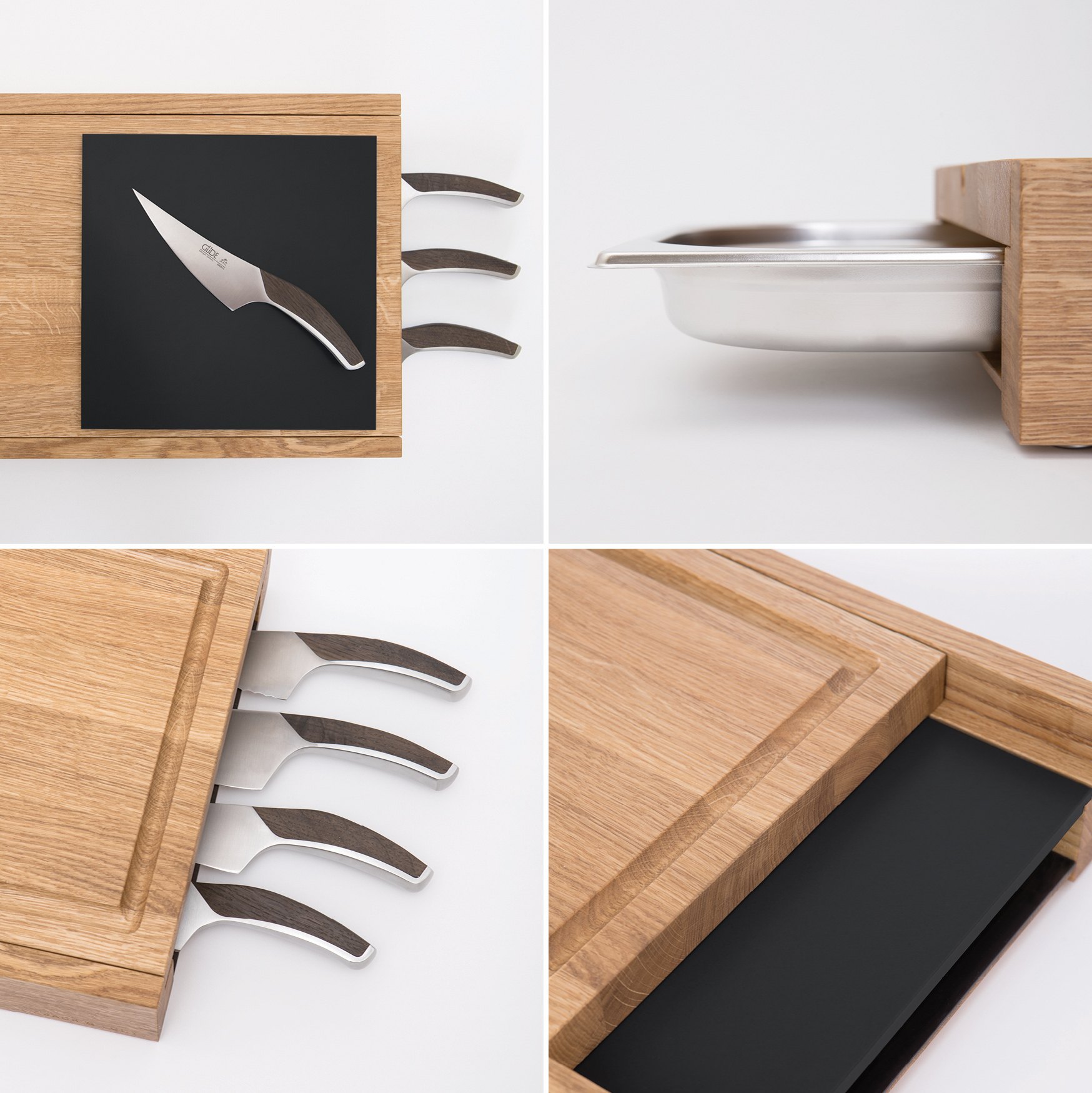 Schneidebrett ONE LONG GRAIN 45 x 33 cm, mit Schublade, Eichenholz, Jack & Lucy