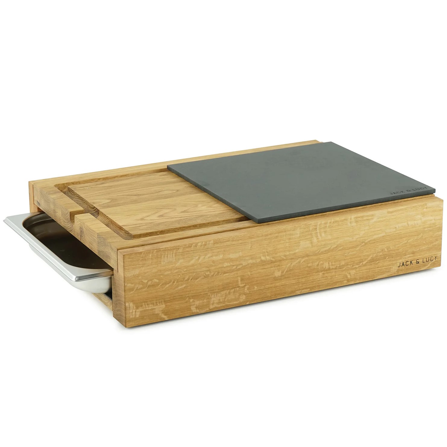Schneidebrett ONE LONG GRAIN 45 x 33 cm, mit Schublade, Eichenholz, Jack & Lucy