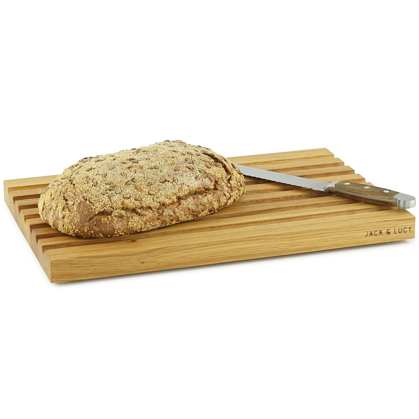 Schneidebrett ESSENTIALS 45 x 29,5 cm, für Brot, Eichenholz, Jack & Lucy