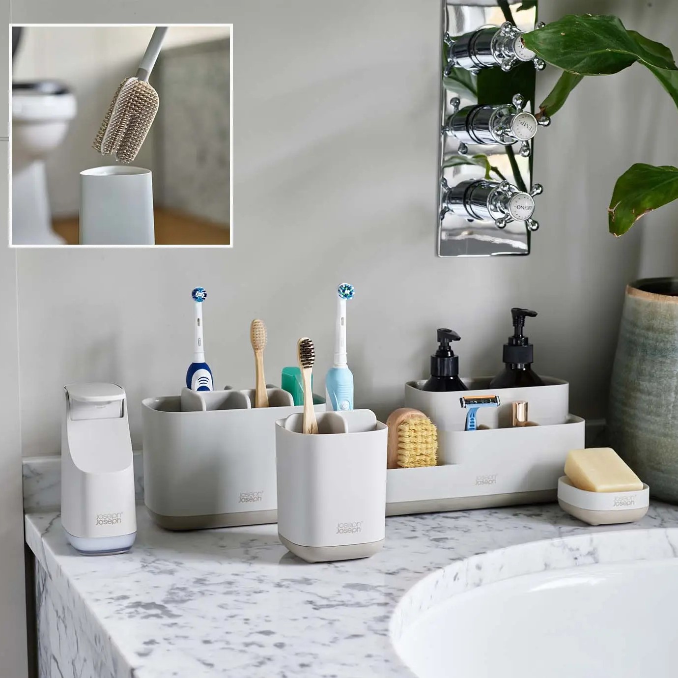 Badezimmer Aufbewahrung EASYSTORE 70576 25 cm, Ecru, Kunststoff, Joseph Joseph