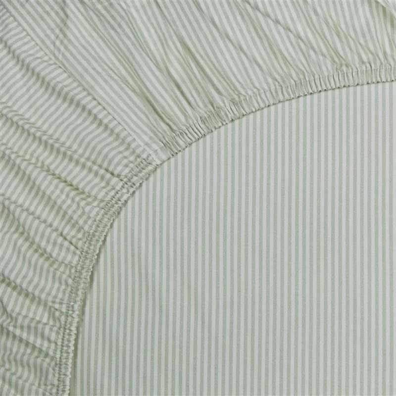 Spannbettlaken Einzelbett DUO STRIPE 90 x 200 cm, grün, Baumwollperkal, Pip Studio