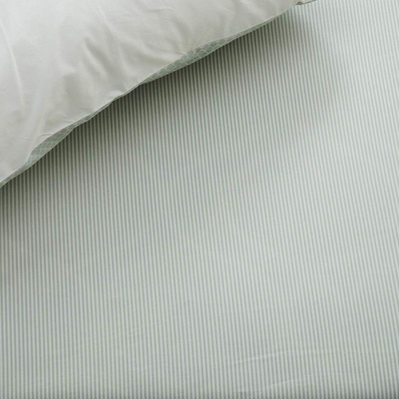 Spannbettlaken Einzelbett DUO STRIPE 90 x 200 cm, grün, Baumwollperkal, Pip Studio