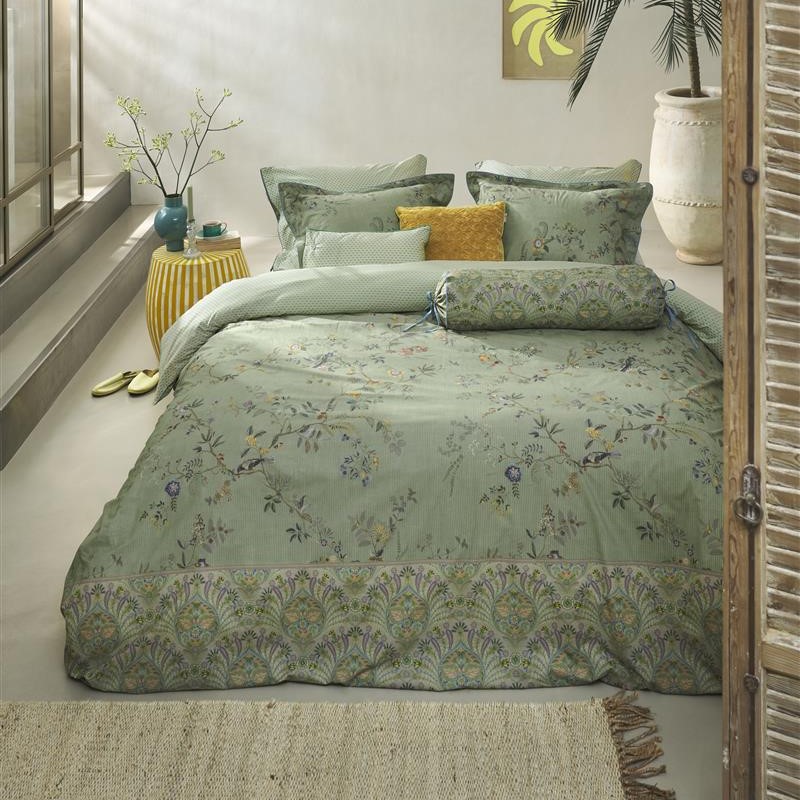 Bettwäsche Einzelbett AMOR DE DIOS 140 x 200 cm, grün, Baumwollperkal, Pip Studio