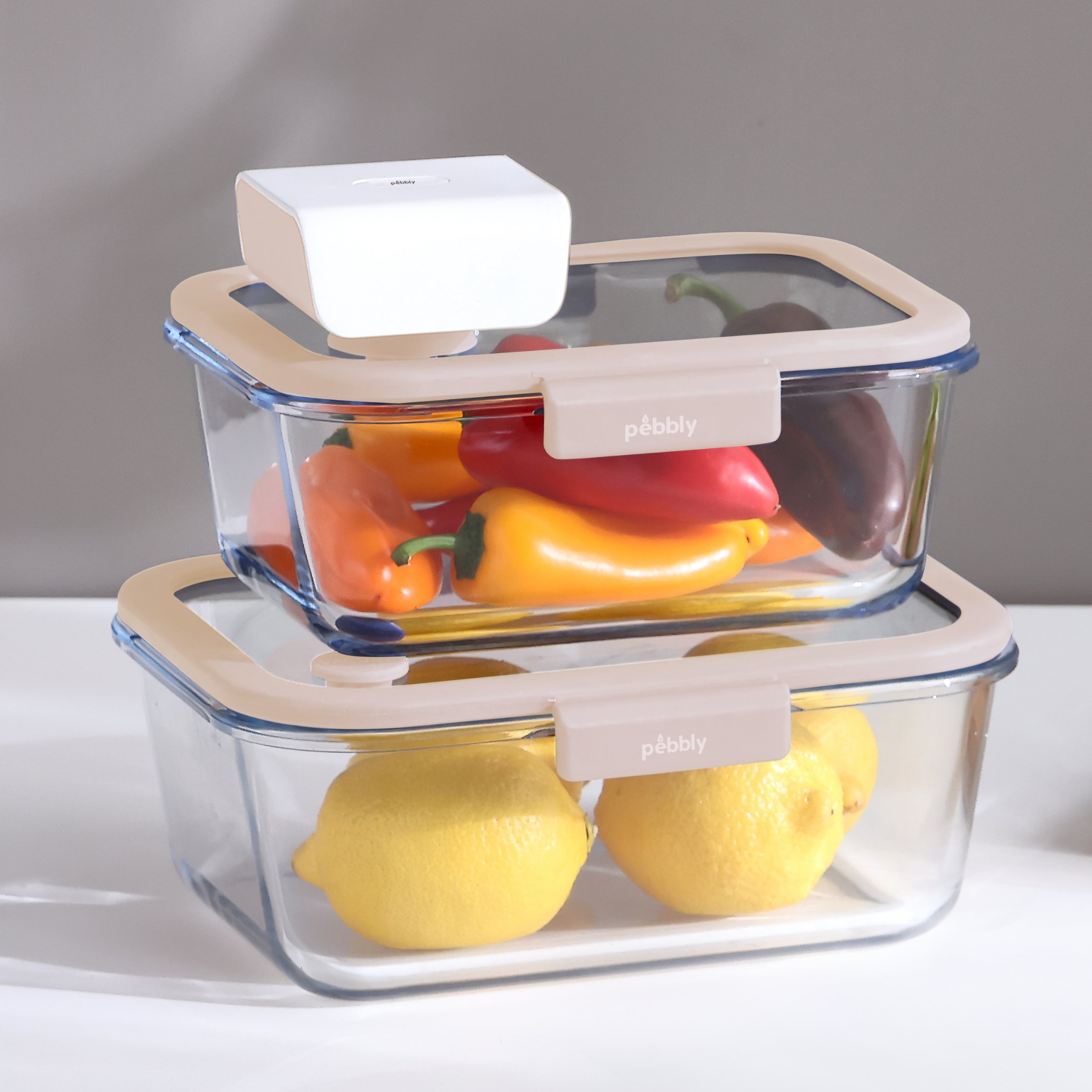 Frischaltedose PKV-052 460 ml, Vakuum, Glas, Pebbly