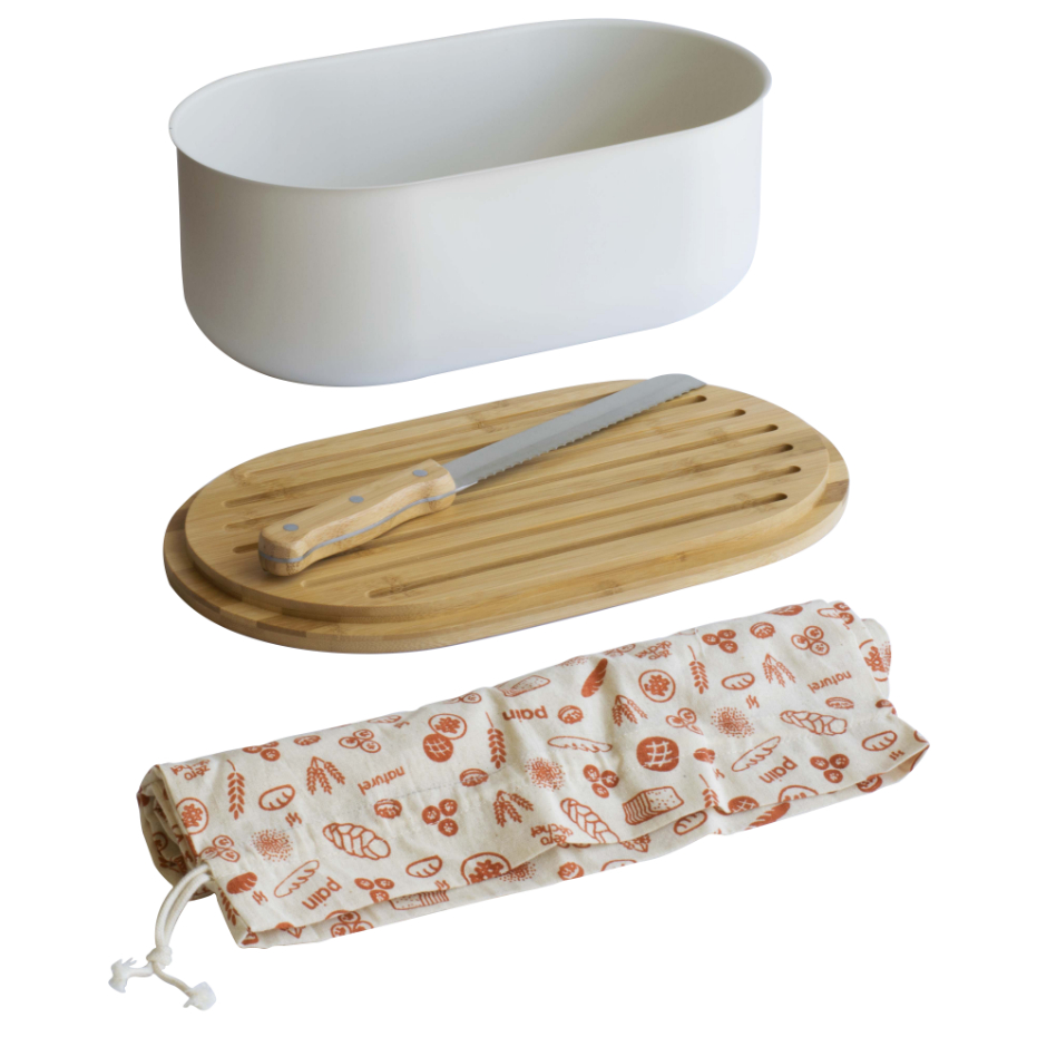 Brotkasten NBA150 36cm, weiß, Metall, Pebbly