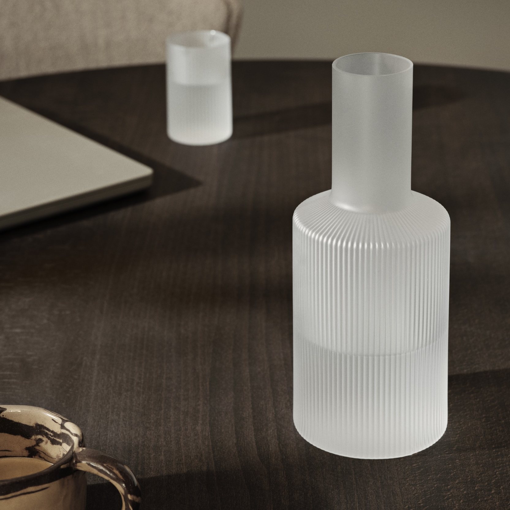 Wasserkaraffe RIPPLE 1 l, weiß, glas, Ferm LIVING