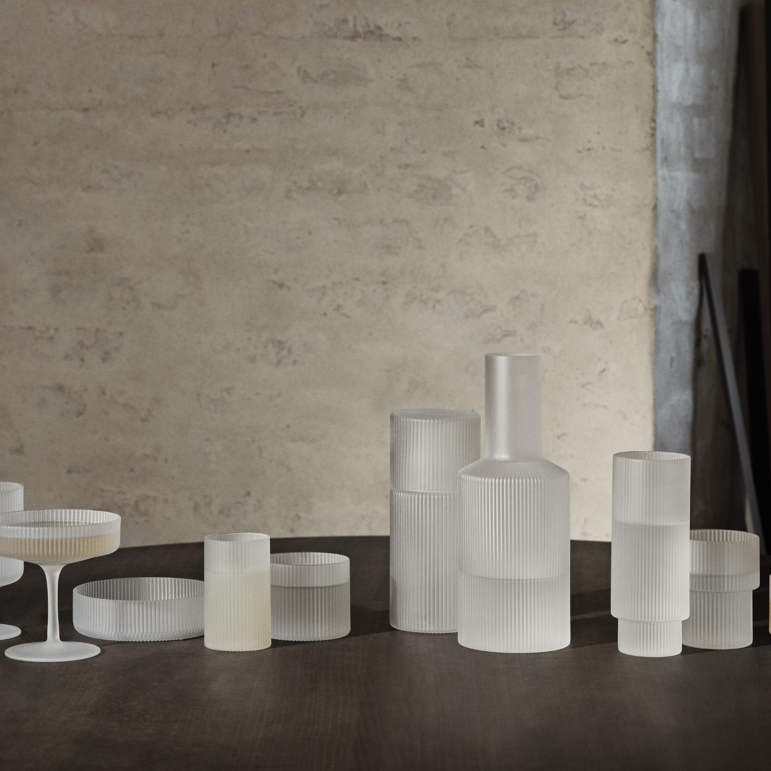 Wasserkaraffe RIPPLE 1 l, weiß, glas, Ferm LIVING