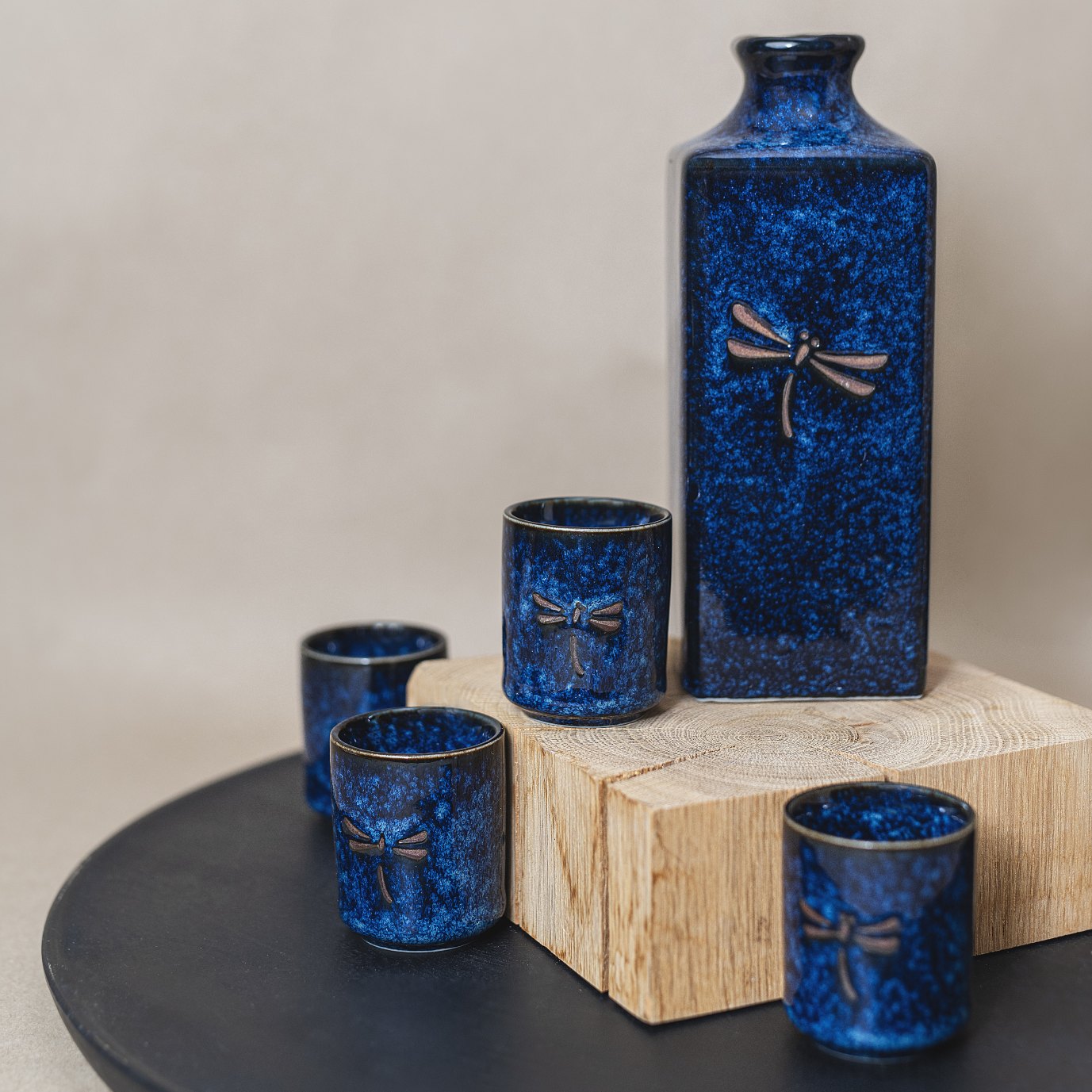 Sake Set DRAGONFLY, 5-teilig, blau, MIJ