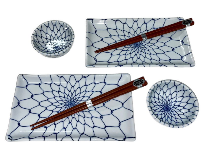 Sushi Set WHITE & BLUE NETTO DESIGN, 4-teilig, MIJ