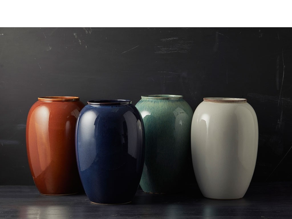 Vase 25 cm, Creme, Steinzeug, Bitz