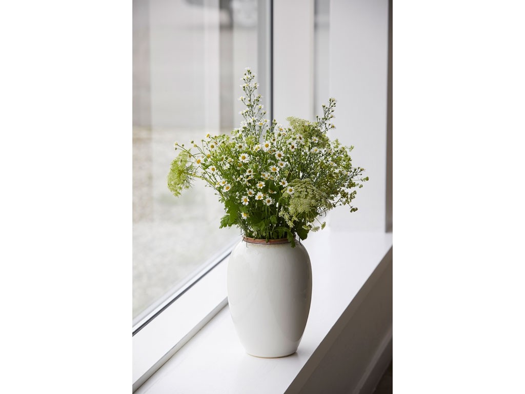 Vase 25 cm, Creme, Steinzeug, Bitz