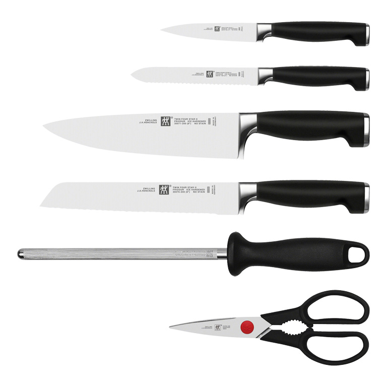 Messerset TWIN FOUR STAR II, 7-teilig, mit Wetzstahl und Schere, Zwilling