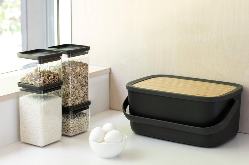 Brotkasten mit Schneidebrett 39,5 cm, grau, Brabantia