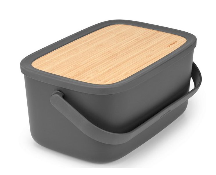 Brotkasten mit Schneidebrett 39,5 cm, grau, Brabantia