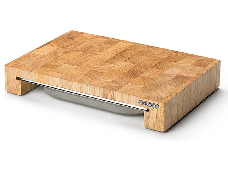 Schneidebrett 48 x 32,5 cm, mit Edelstahlschublade, braun, Holz Continenta
