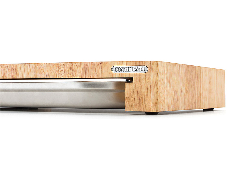 Schneidebrett 48 x 32,5 cm, mit Edelstahlschublade, braun, Holz Continenta