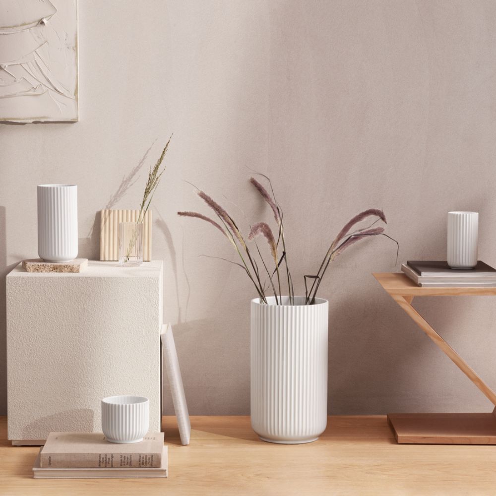 Vase 31 cm, weiß, Porzellan, Lyngby