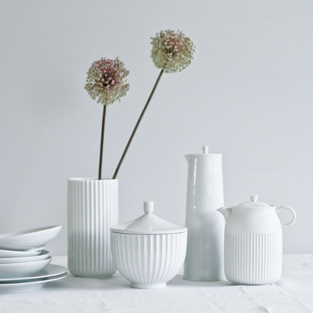 Vase 31 cm, weiß, Porzellan, Lyngby