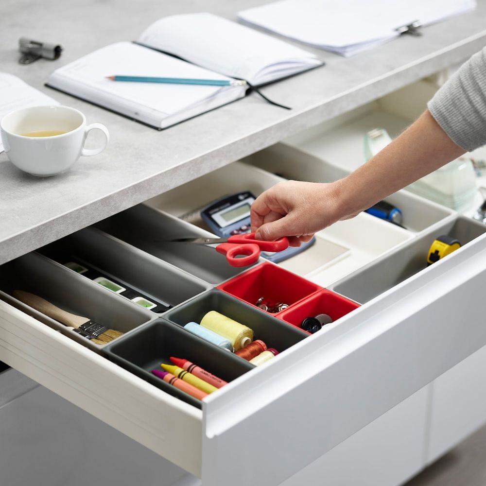 Schubladen-Organizer DUO BLOX 85191, 10-teilig, grau/rot, Joseph Joseph