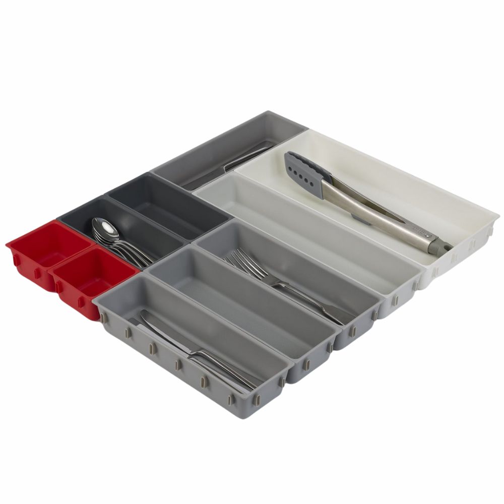 Schubladen-Organizer DUO BLOX 85191, 10-teilig, grau/rot, Joseph Joseph