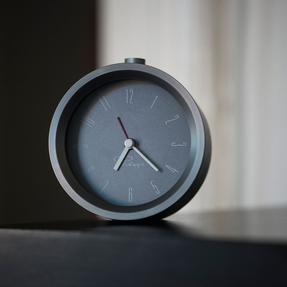 Wecker TEMPUS 10 cm, grau, Philippi